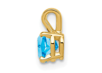 14K gold blue topaz heart pendant, alternate view