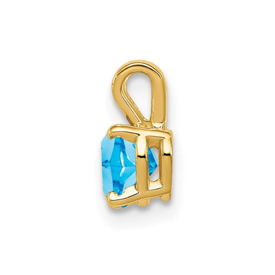 14K Heart Blue Topaz pendant, 9 x 5mm