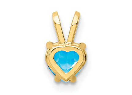 14K gold blue topaz heart pendant, another view