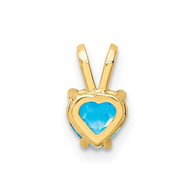 14K Heart Blue Topaz pendant, 9 x 5mm