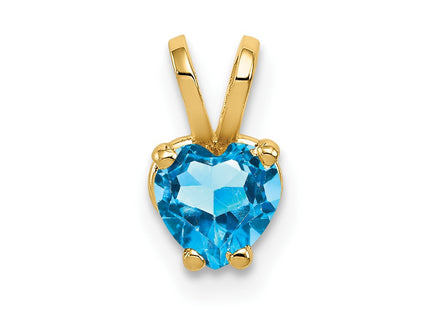 14K gold blue topaz heart pendant