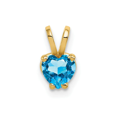 14K gold blue topaz heart pendant