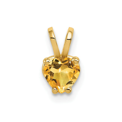 14K gold citrine heart pendant