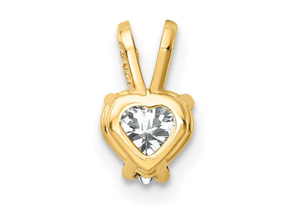 14K gold cubic zirconia heart pendant, another view