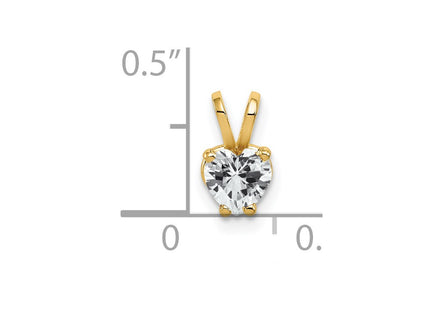 14K gold cubic zirconia heart pendant, further view