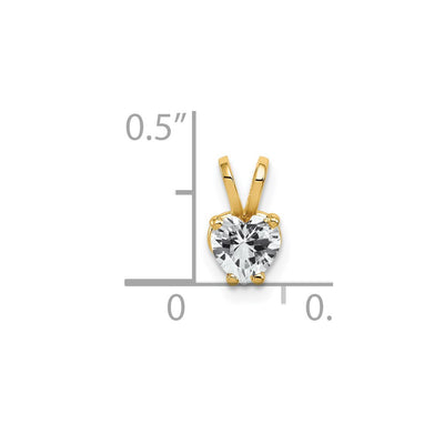 14K Heart Cubic Zirconia pendant, 9 x 5mm