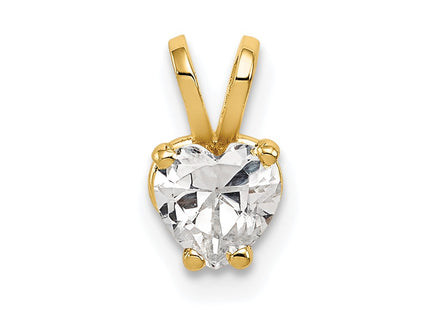 14K gold cubic zirconia heart pendant