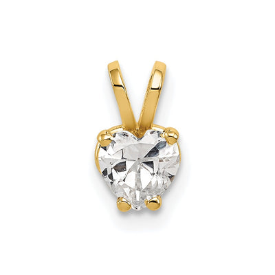 14K Heart Cubic Zirconia pendant, 9 x 5mm