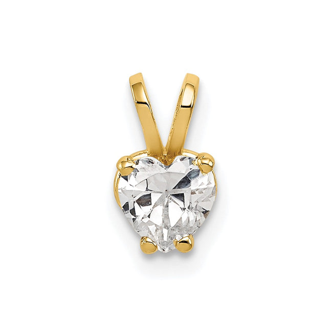 14k Heart Cubic Zirconia pendant, 9 x 5mm