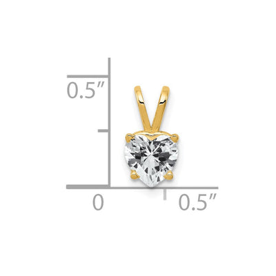 14K Heart Cubic Zirconia pendant, 12 x 6mm