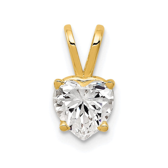 14K gold cubic zirconia heart pendant