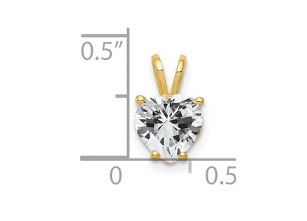 14K gold cubic zirconia heart pendant, further view