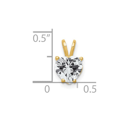 14K Heart Cubic Zirconia pendant, 12 x 7mm