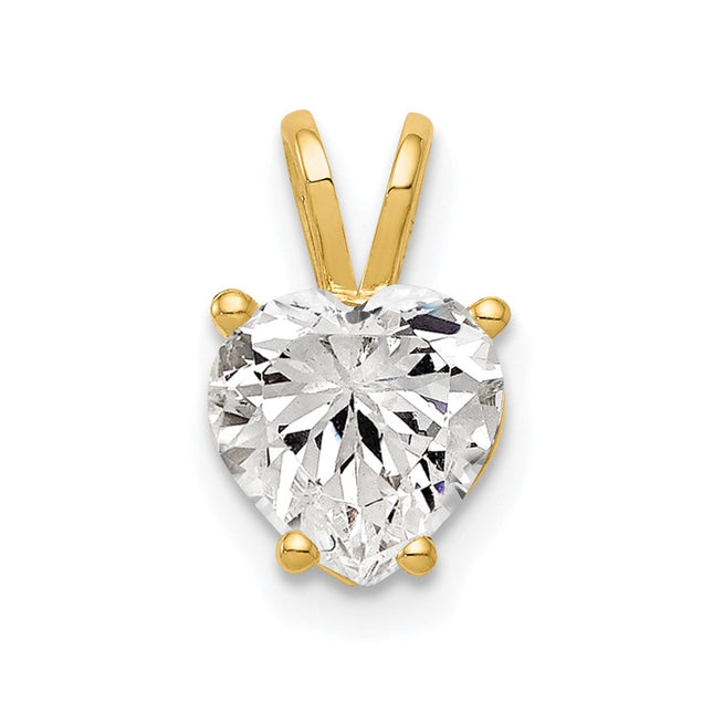 14K gold cubic zirconia heart pendant