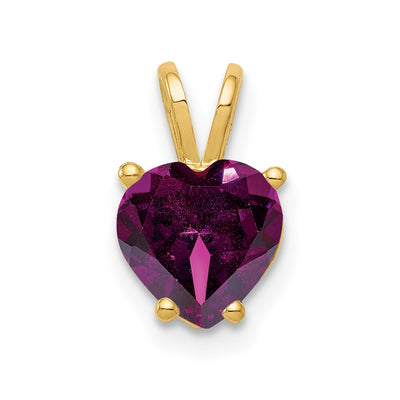 14K gold garnet heart pendant