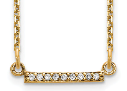 14k Polished 1/20 carat AAA Diamond Tiny Bar Necklace