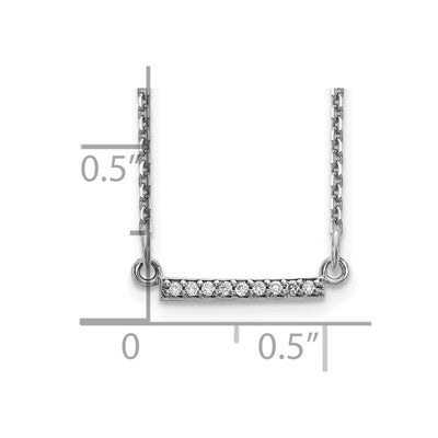 14K White Gold Polished 1/20 carat AAA Diamond Tiny Bar Necklace