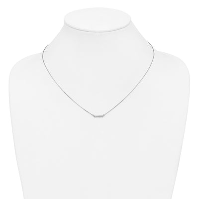 14K White Gold Polished 1/20 carat A Diamond Tiny Bar Necklace