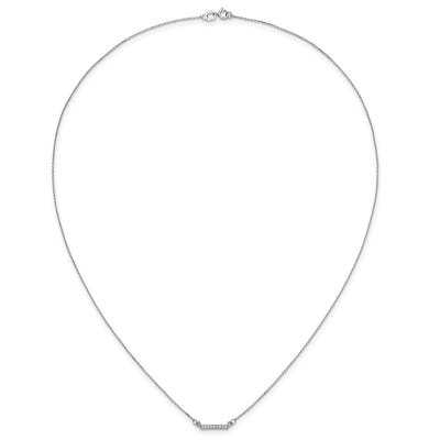14K White Gold Polished 1/20 carat A Diamond Tiny Bar Necklace