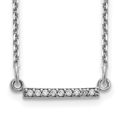 14K White Gold Polished 1/20 carat VS Diamond Tiny Bar Necklace