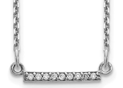 14k White Gold Polished 1/20 carat AA Diamond Tiny Bar Necklace