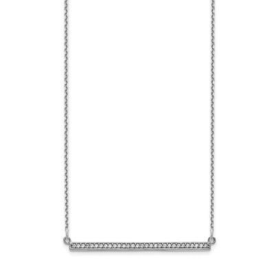 14K White Gold Polished 1/8 carat Diamond Bar Necklace