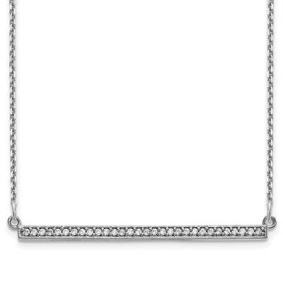 14K White Gold Polished 1/8 carat Diamond Bar Necklace