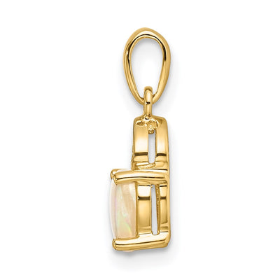 14K Diamond and Genuine Opal Polished Heart Pendant