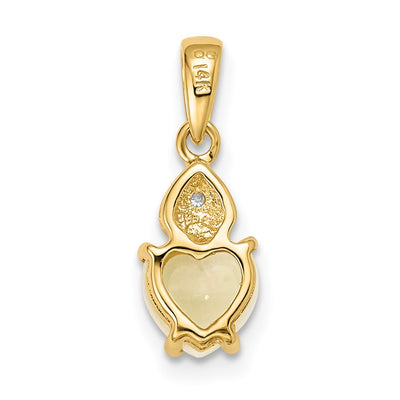 14K Diamond and Genuine Opal Polished Heart Pendant