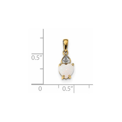 14K Diamond and Genuine Opal Polished Heart Pendant