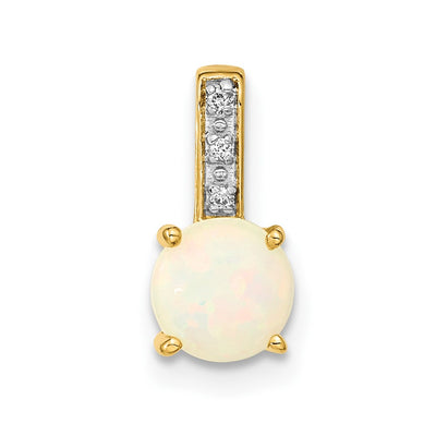 14K Diamond and Opal Polished Pendant