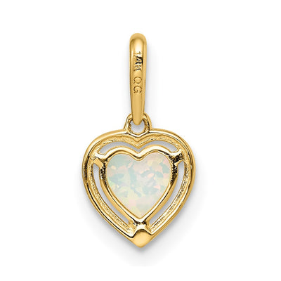14K Lab Created Opal Heart Pendant
