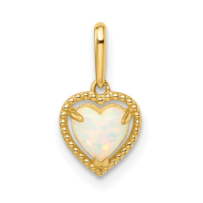 14K Lab Created Opal Heart Pendant