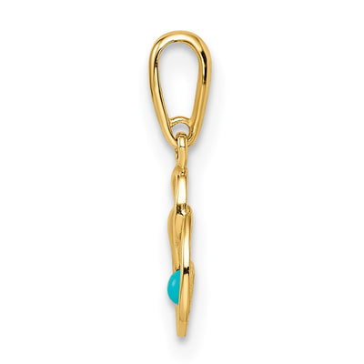 14K Synthetic Turquoise Circle Pendant