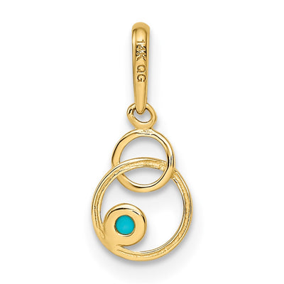 14K Synthetic Turquoise Circle Pendant
