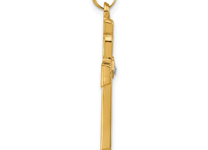 14K gold diamond cross pendant, alternate view