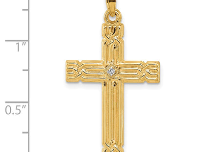 14K gold diamond cross pendant, further view
