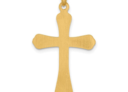 14k Polished and Grooved Hollow Diamond Cross Pendant (Style XP5308A)