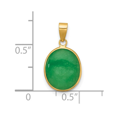 14K Polished Jade Oval Cabochon Pendant