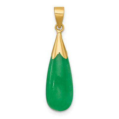 14K Polished Jade Teardrop Pendant