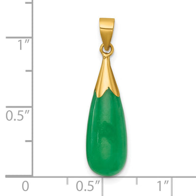 14K Polished Jade Teardrop Pendant