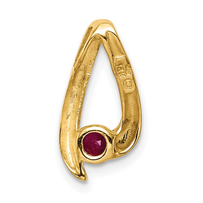 14K Round Ruby Chain Slide