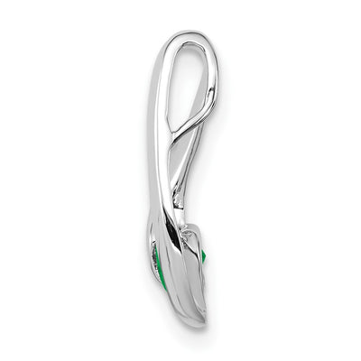 14K White Gold Round Emerald Chain Slide