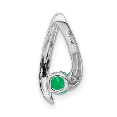 14K White Gold Round Emerald Chain Slide