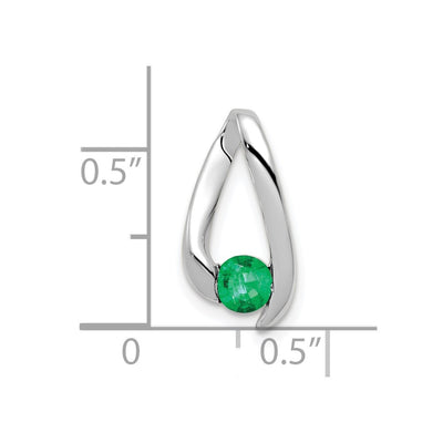 14K White Gold Round Emerald Chain Slide
