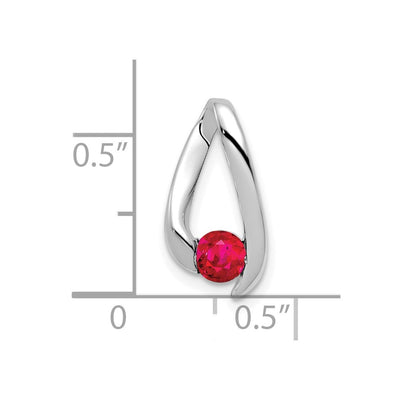 14K White Gold Round Ruby Chain Slide