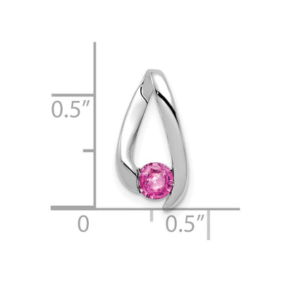 14K White Gold Round Pink Sapphire Chain Slide
