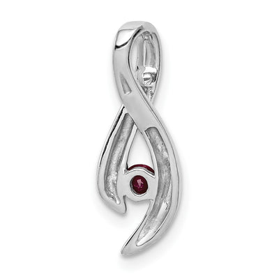 14K White Gold Ruby Ribbon Slide Fits up to Fancy Omega