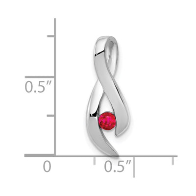 14K White Gold Ruby Ribbon Slide Fits up to Fancy Omega