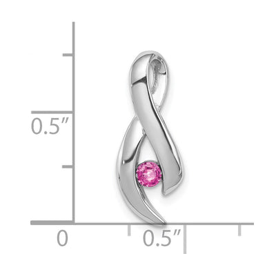 14K White Gold Pink Sapphire Ribbon Slide Fits up to Fancy Omega